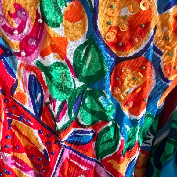 Oversized Vintage Abstract Floral Beaded Kimono Cardigan - Picture 11 of 12